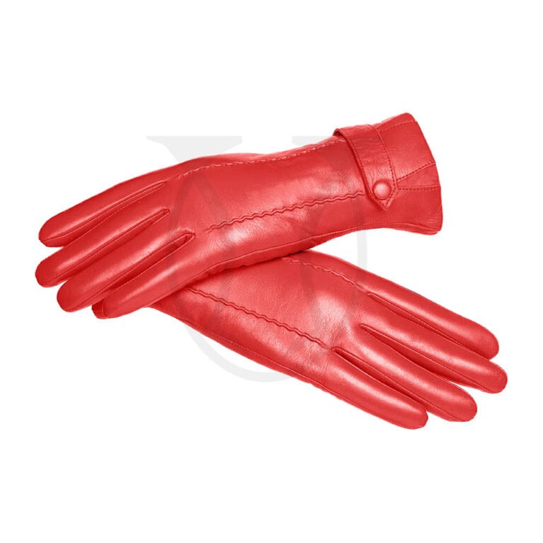 GUN01412012 Guante dama md correa cuero ovino rojo