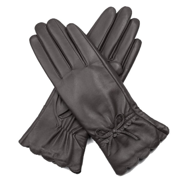 GUN01312001 Guante dama lazo ondas cuero ovino Negro