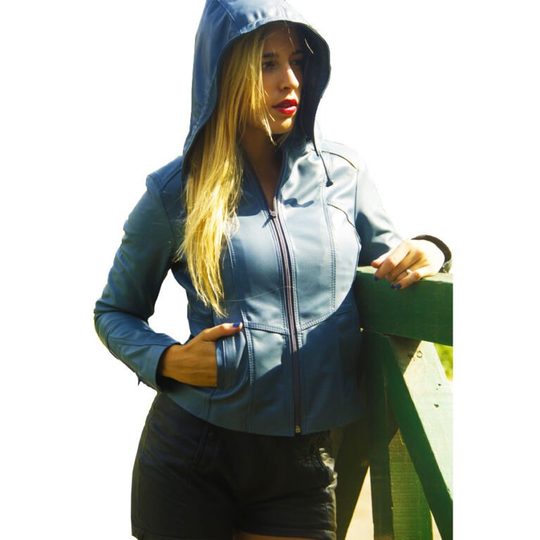 Casaca md capucha cuero guante ovino CSD011/ Acero