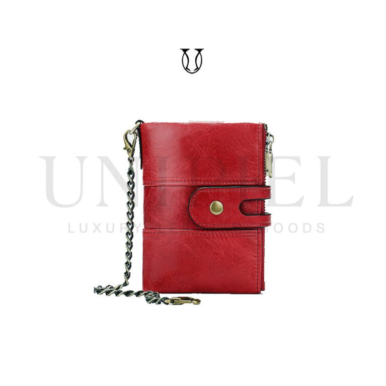 BIC10322042 Billetera cuero de res con tarjetero rojo jaspeado