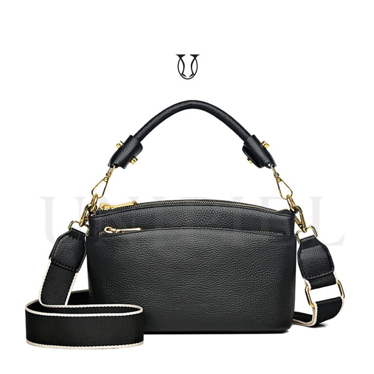 CRD19422001 Cartera de cuero vacuno negro