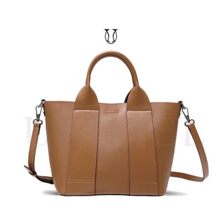 CRD21722185 Cartera de cuero vacuno Caqui