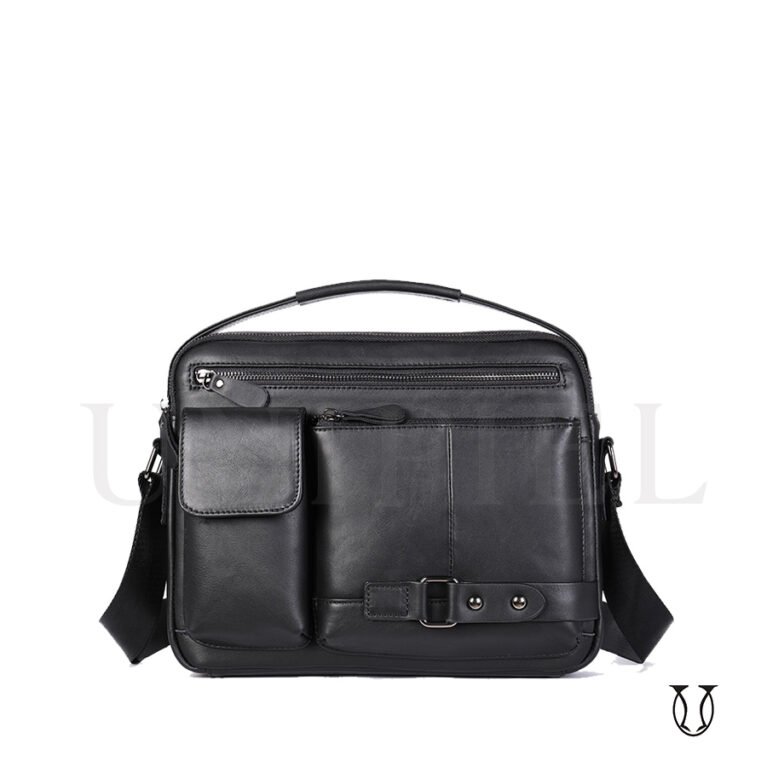MRU16222001 Maletín morral de cuero res Negro