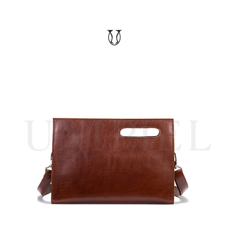 MNU11422060 Maletín de cuero res Caramelo