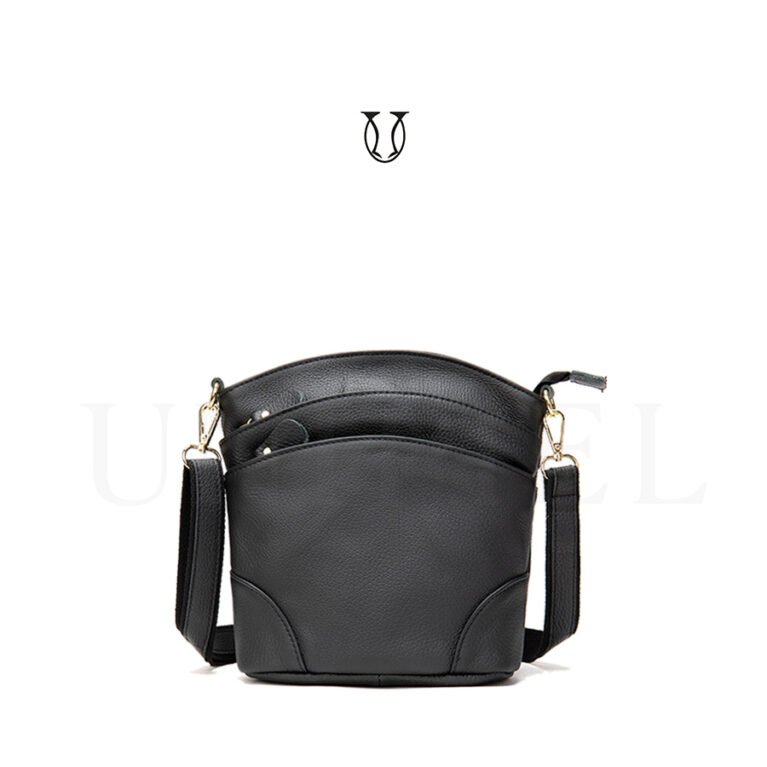 MRU08122001 Cartera morral de cuero vacuno Negro