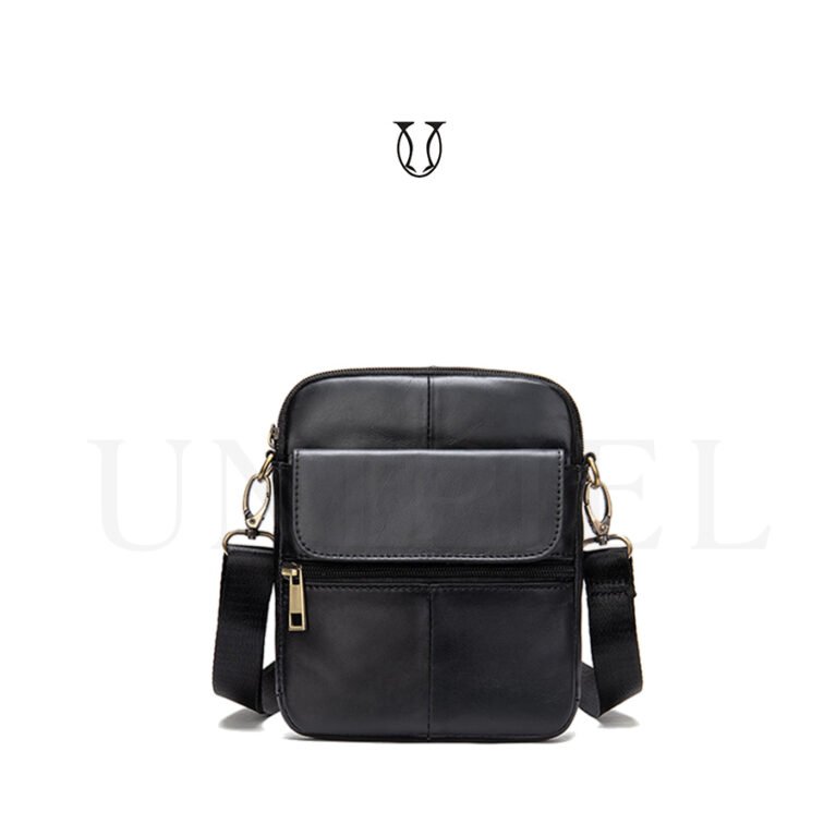 MRU07722001 Morral de cuero vacuno negro