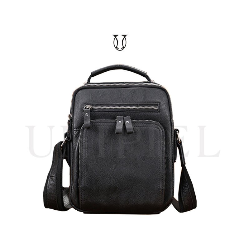 MRU11522001 Morral de cuero vacuno Negro