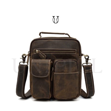 MRU13122002 Morral de cuero vacuno moro
