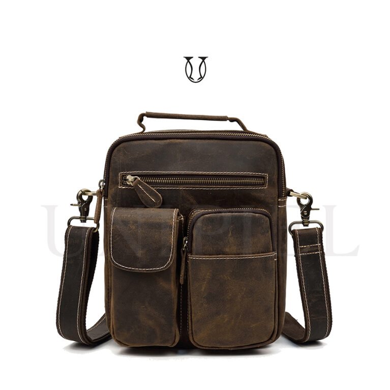 MRU13122002 Morral de cuero vacuno moro