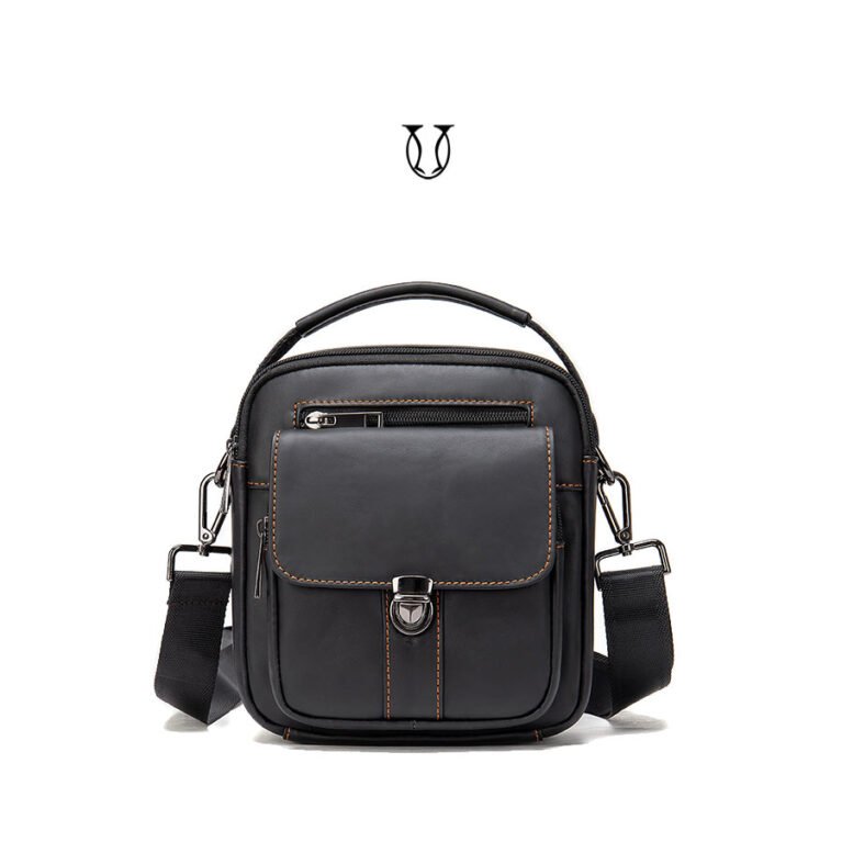 MRU04622001 Morral de cuero vacuno negro