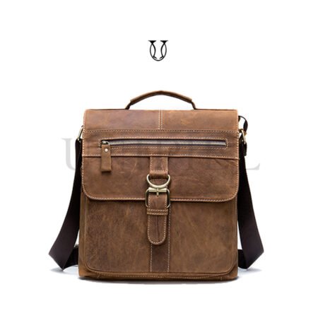 MRU01722032 Morral de cuero vacuno Natural Jaspeado