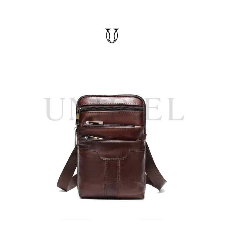 MRU00822003 Morral de cuero vacuno marrón