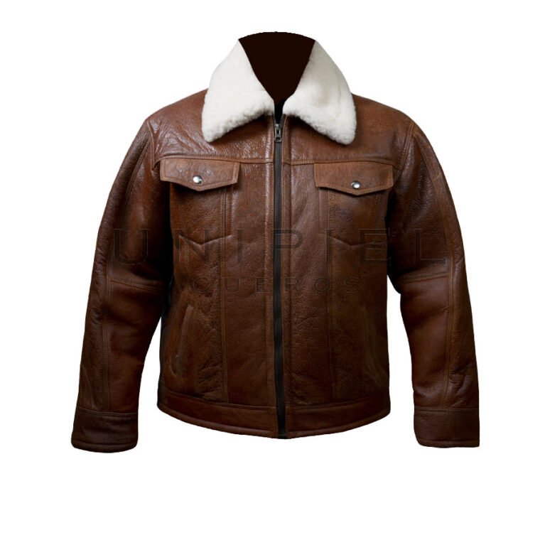 Casaca md Jean de cuero y forro Lana de Oveja CSC030-1