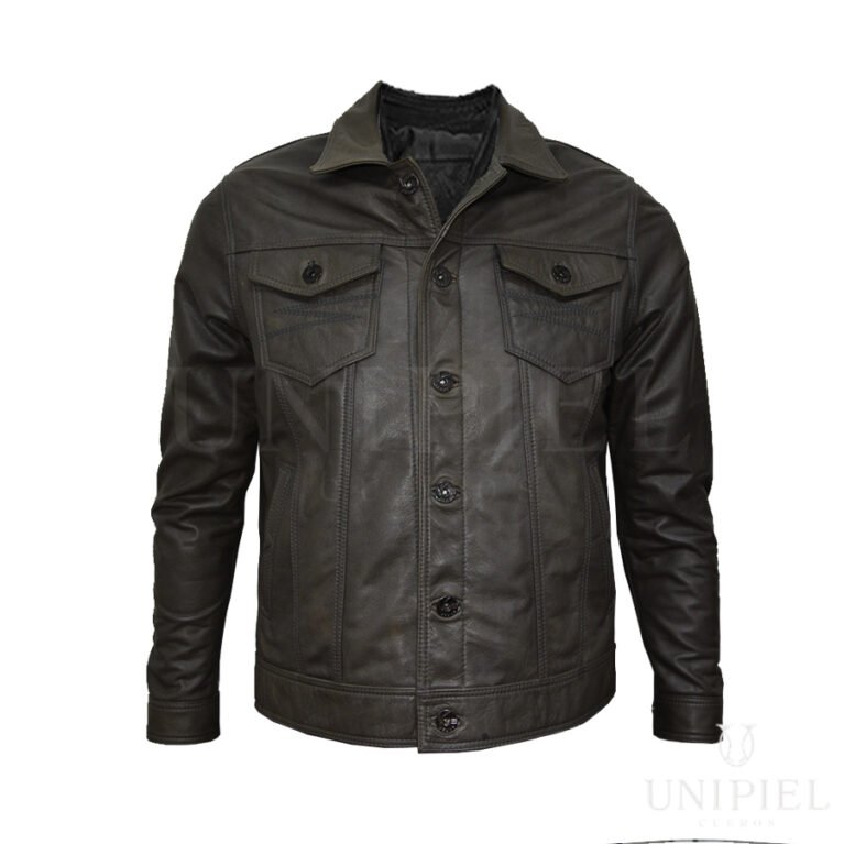 Casaca md Jean cuero guante vacuno CSC018/ Gris