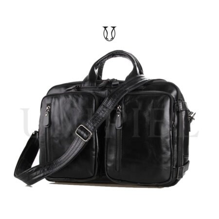 MNU07822001 Maletín mochila de cuero res Negro