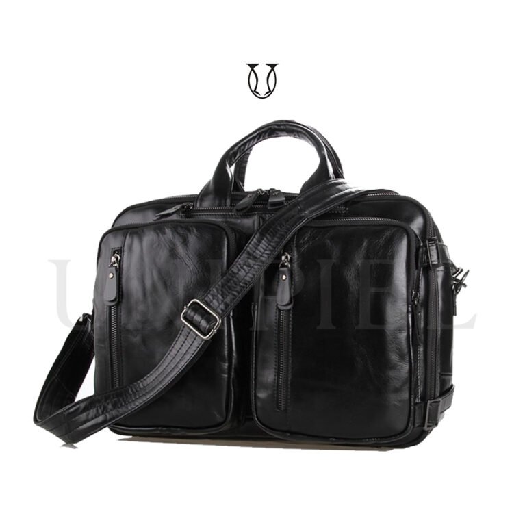 MNU07822001 Maletín mochila de cuero res Negro