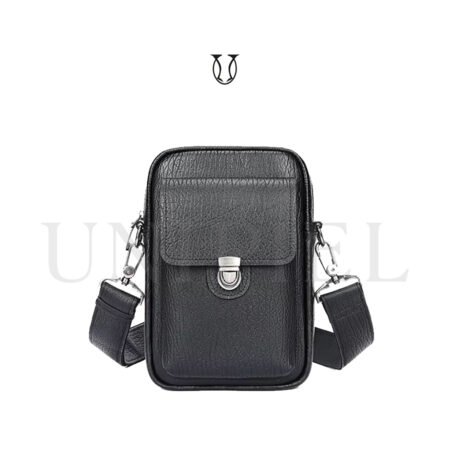 MRU16322001 Morral de Cuero Vacuno Negro