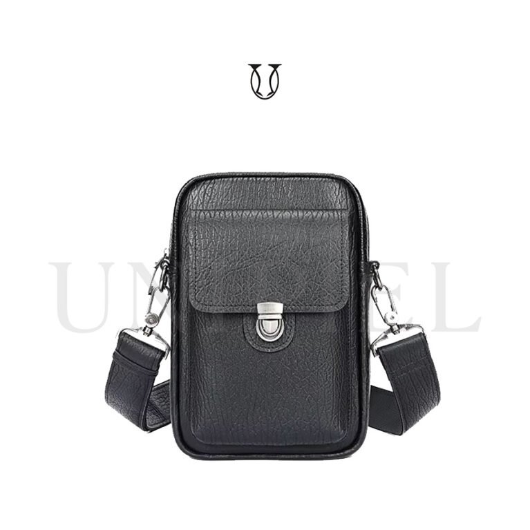 MRU16322001 Morral de Cuero Vacuno Negro