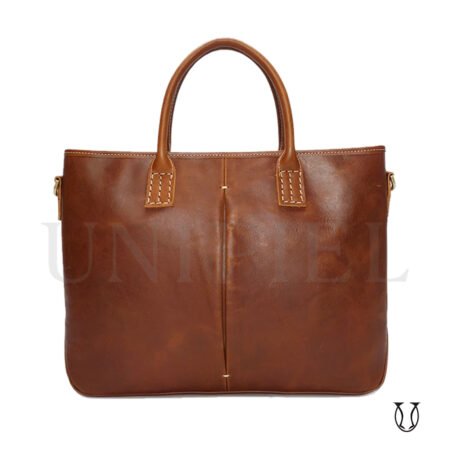 MNU12722060 Maletín de Cuero Vacuno Caramelo