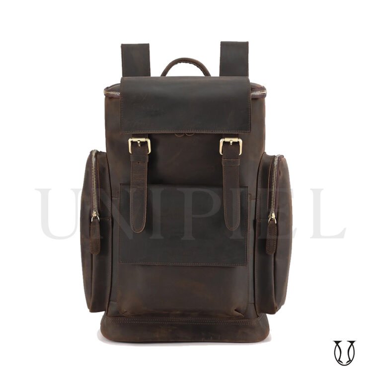 MHU14022025 Mochila de Cuero Vacuno Marrón Jaspeado