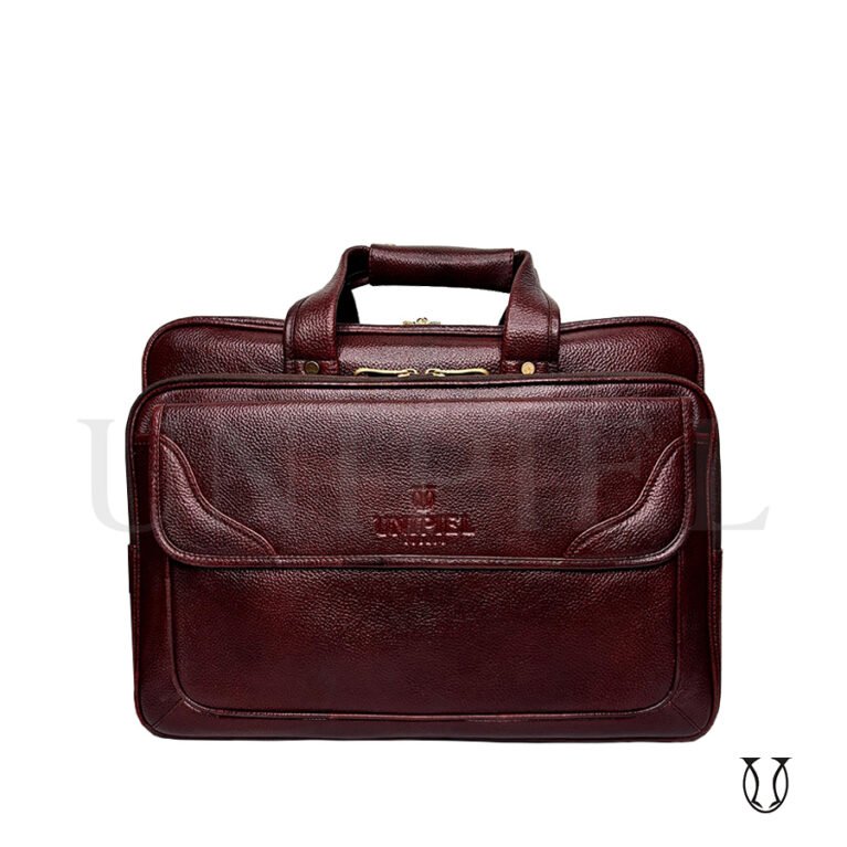 MNU13722010 Maletín de Cuero Vacuno Triple Guinda
