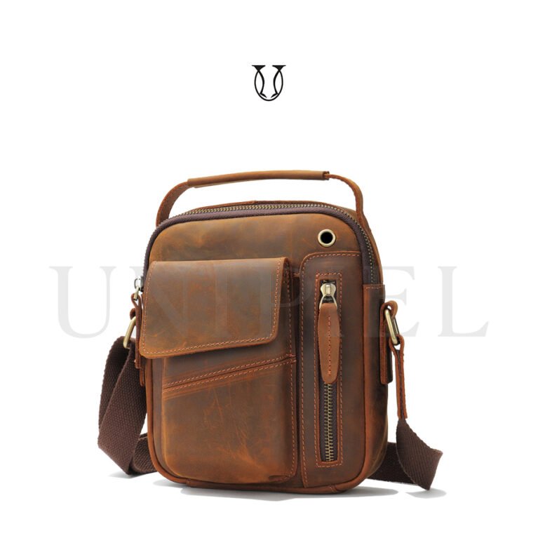 MRU14722002 Morral de Cuero Vacuno Moro