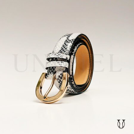 COD0042183 Correa cuero vacuno md clasico 3.0 color blanco y negro serpiente