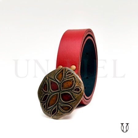 COD0343 Correa cuero vacuno hebilla grande 4.0 color rojo