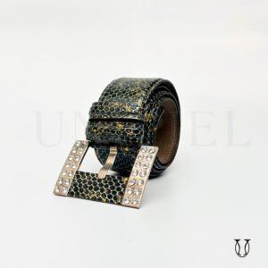 COR750 Correa cuero res guante hebilla grande 5.5 color Plomo serp.