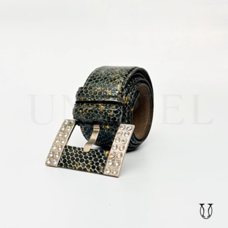 COR750 Correa cuero res guante hebilla grande 5.5 color Plomo serp.