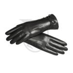 GUN01512001 Guante dama lazo recto cuero ovino negro 1