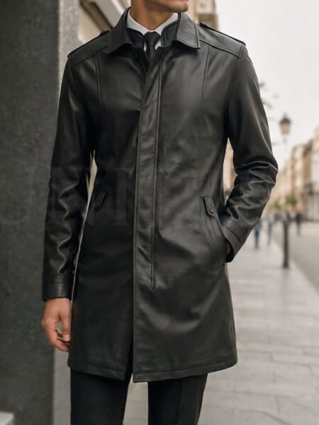 Abrigo md falk 3/4 cuero seda ovino CSC04812001 Negro