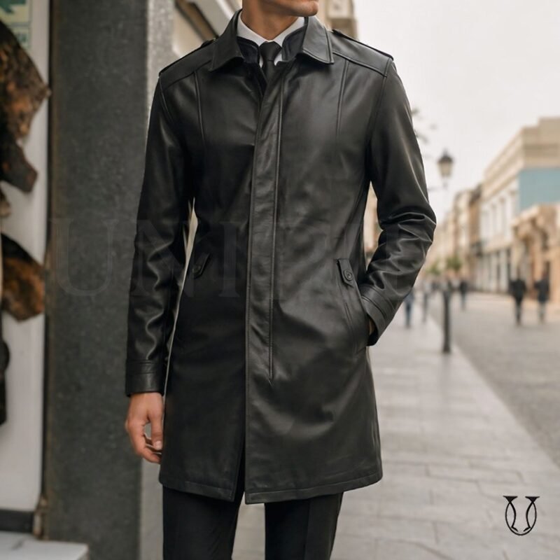 Abrigo md falk 3/4 cuero seda ovino CSC04812001 Negro