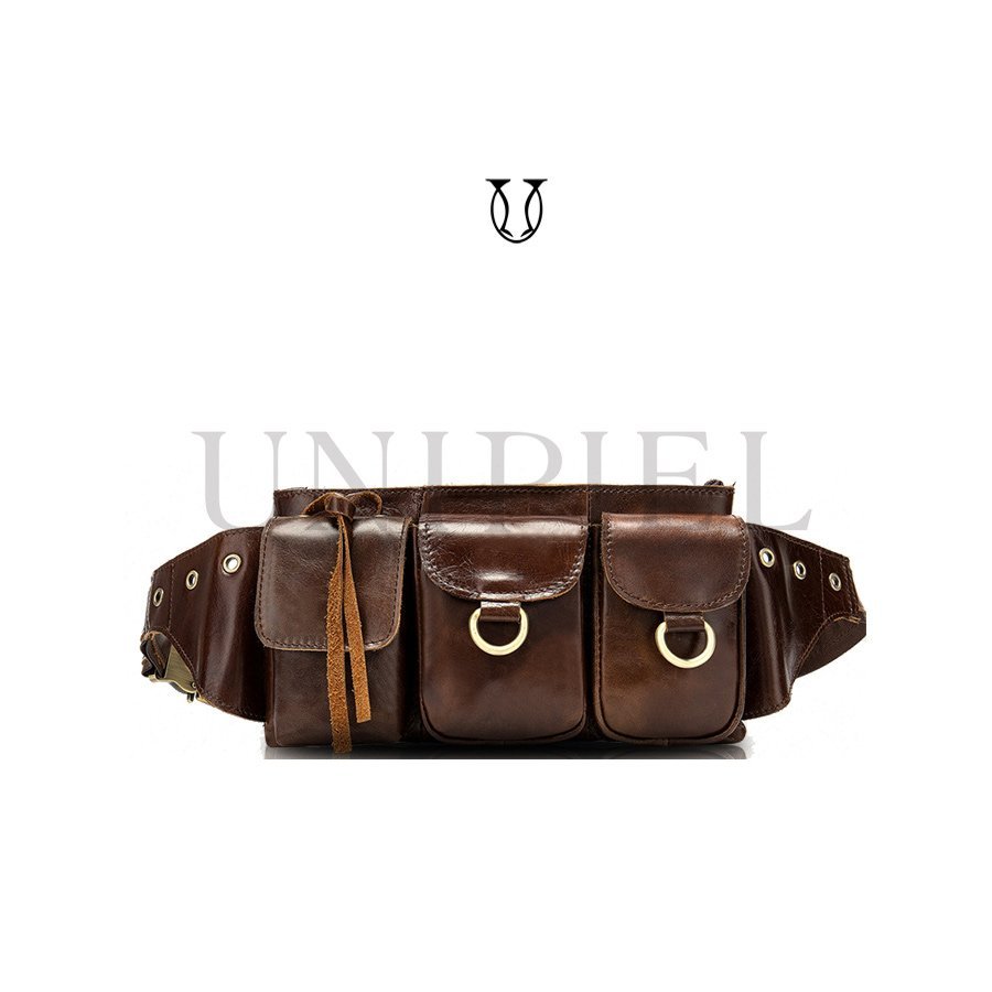 CNG01822003 Canguro riñonera de cuero vacuno Marron
