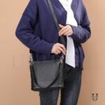 CRD10522001 Cartera morral de cuero vacuno Negro 8