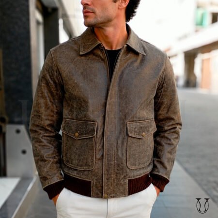Casaca md Aviador cuero guante ovino CSC0092225 Marron jaspeado