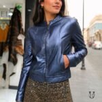 Casaca md Bolero cuero seda ovino CSD04122056 Azul metalico 1