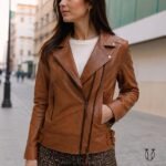 Casaca md Selene cuero guante ovino CSD05912261 Camel jaspeado 1