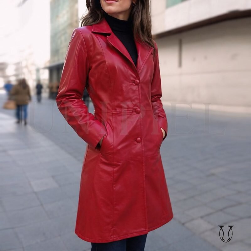 Abrigo md Blaze cuero seda ovino CSD06112012 Rojo