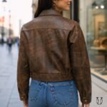 Casaca md bomber aviador cuero guante ovino CSD06412025 marron jaspeado 2