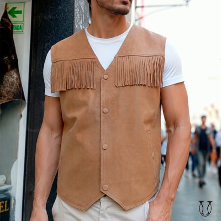 Chaleco md Clasico c/flecos cuero guante ovino CHC00512061 Beige