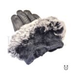 GUN02512001 Guante dama md rabbit cuero ovino Negro 6
