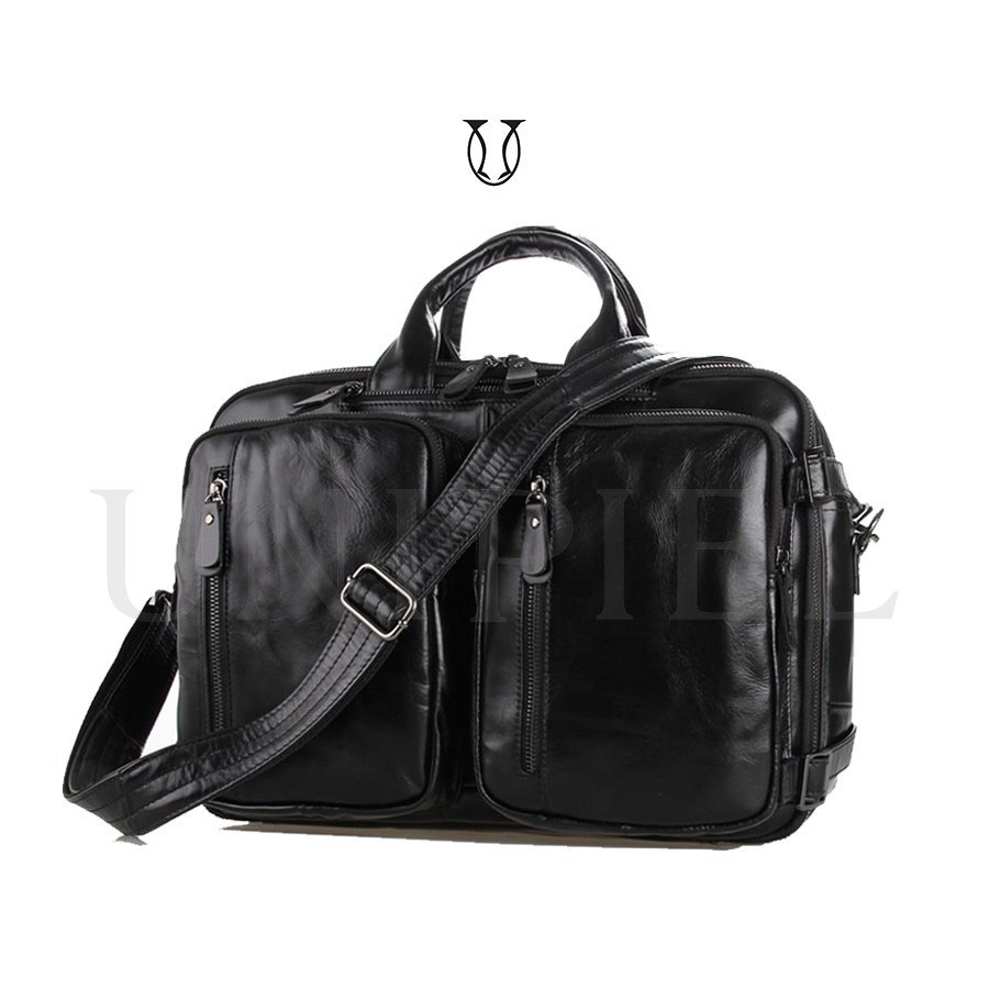 MNU07822001 Maletín mochila de cuero res Negro