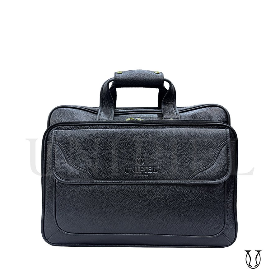 MNU13722001 Maletín de Cuero Vacuno Triple Negro
