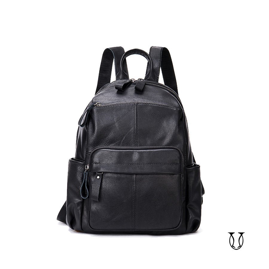 MHU 04022001 Mochila de cuero vacuno Negro