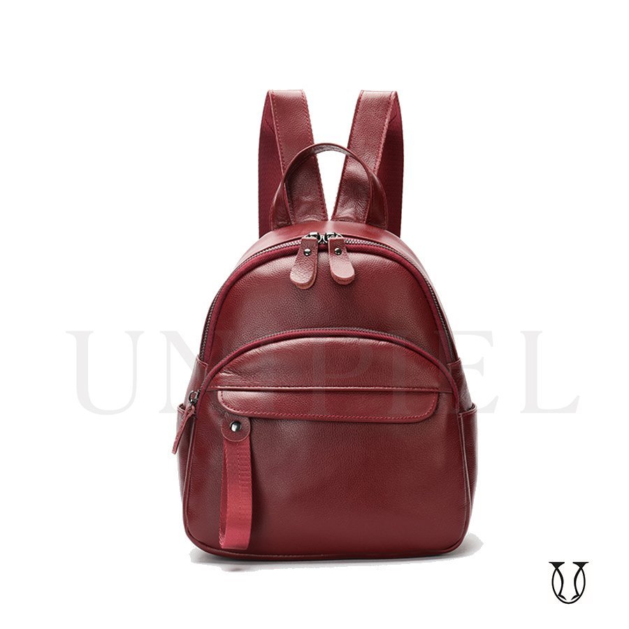 MHU10222010 Mochila de cuero vacuno Guinda
