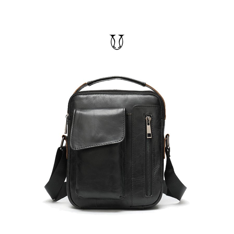 MRU04922001 Morral de cuero vacuno Negro