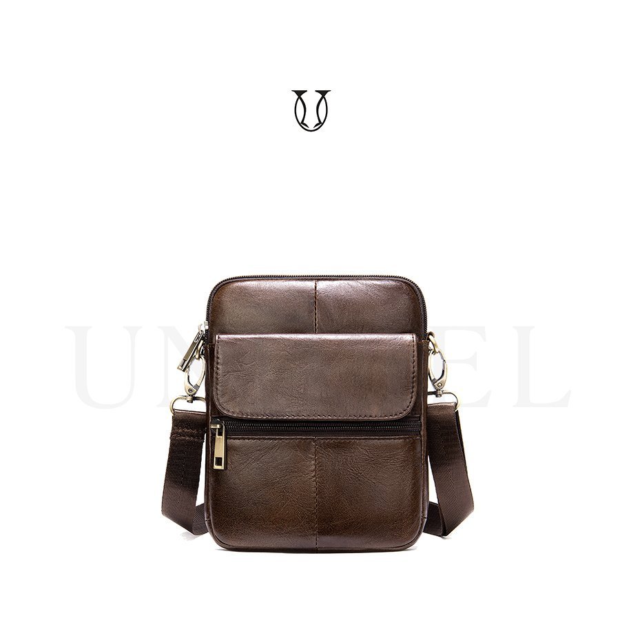 MRU07722137 Morral de cuero vacuno Café