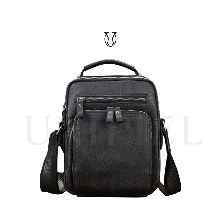 MRU11522001 Morral de cuero vacuno Negro