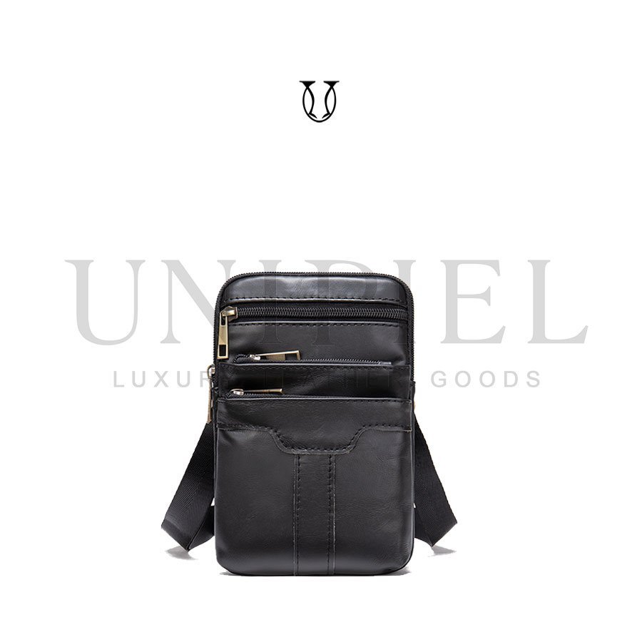 MRU00822001 Morral de cuero vacuno Negro